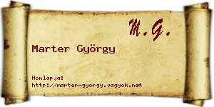 Marter György névjegykártya